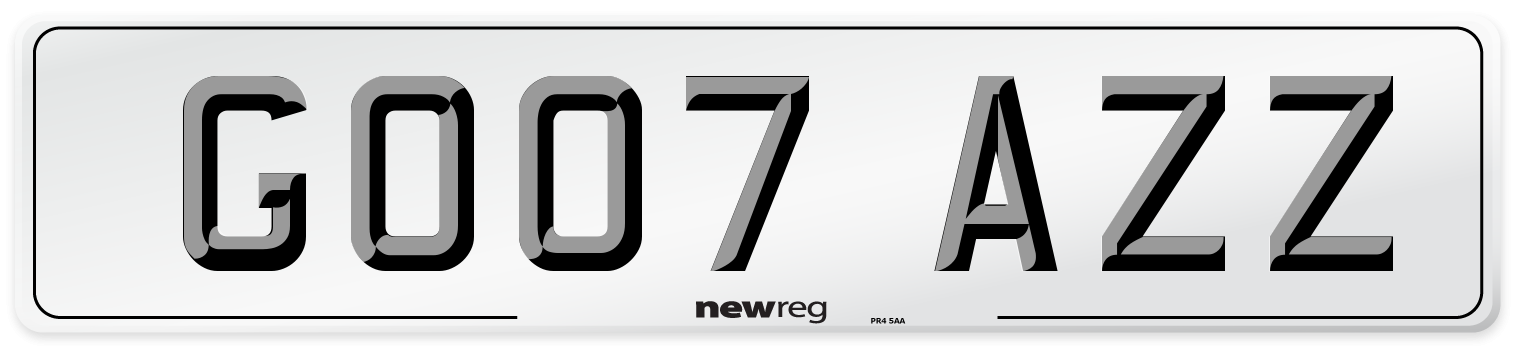 GO07 AZZ Number Plate from New Reg
